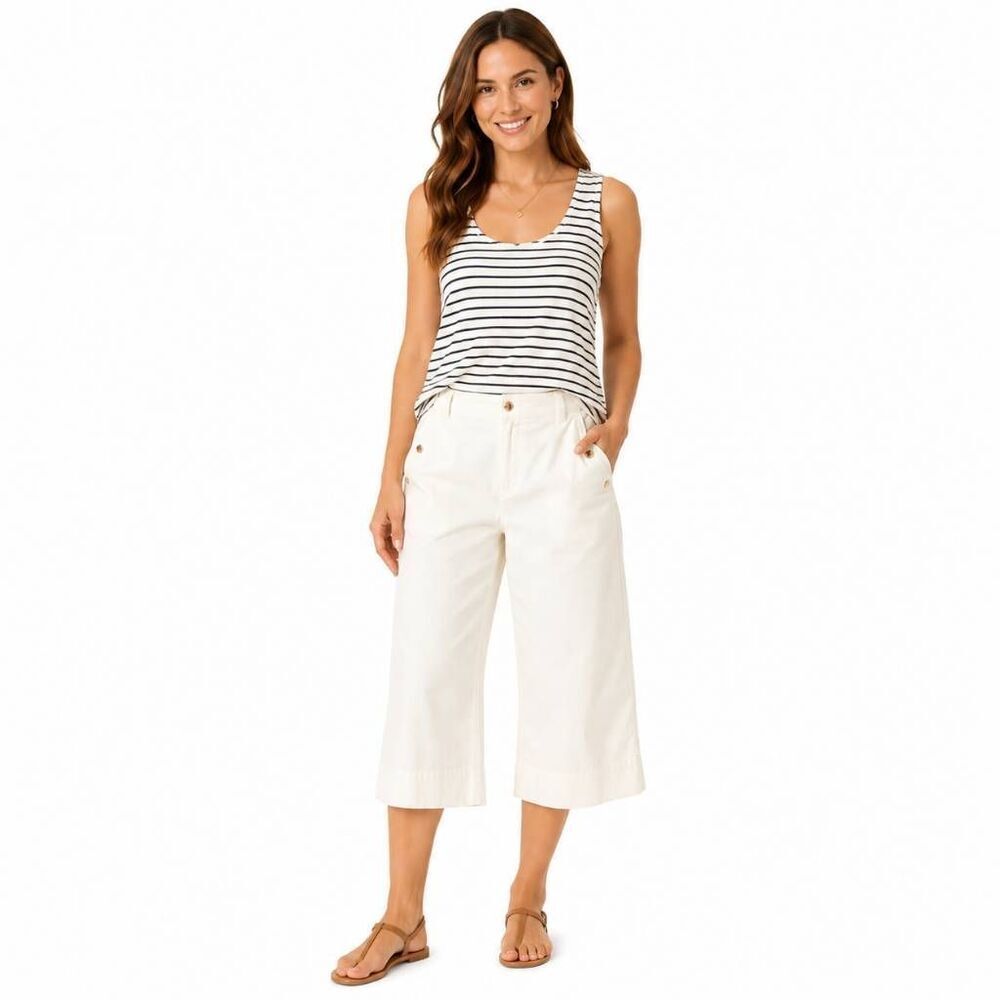 Talbots White Cropped Wide Leg Pants Size 6